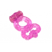 Розовое эрекционное кольцо Rings Treadle с подхватом - Lola Games - в Копейске купить с доставкой