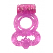 Розовое эрекционное кольцо Rings Treadle с подхватом - Lola Games - в Копейске купить с доставкой