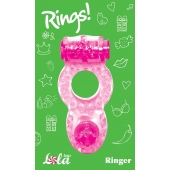 Розовое эрекционное кольцо с вибрацией Rings Ringer - Lola Games - в Копейске купить с доставкой
