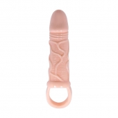 Телесная вибрирующая насадка на пенис с подхватом для мошонки - 17 см. - Baile - в Копейске купить с доставкой