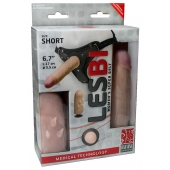 Телесный поясной страпон LESBI с вагинальной пробкой - 17 см. - LOVETOY (А-Полимер) - купить с доставкой в Копейске