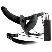 Чёрный вибрострапон с вагинальной пробкой Double Thruster - 17 см. - NMC - купить с доставкой в Копейске