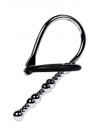 Серебристый уретральный плаг-бусины TOYFA Metal с мягким фиксириющим кольцом - ToyFa - купить с доставкой в Копейске