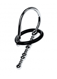 Серебристый уретральный плаг-бусины TOYFA Metal с мягким фиксириющим кольцом - ToyFa - купить с доставкой в Копейске