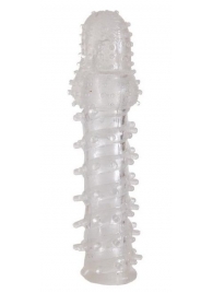 Прозрачная, закрытая насадка с шипами и точками - 13,5 см. - Toyfa Basic - в Копейске купить с доставкой