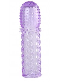 Насадка гелевая фиолетовая с точками, шипами и наплывами - 13,5 см. - Toyfa Basic - в Копейске купить с доставкой