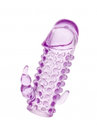 Закрытая фиолетовая насадка с 2 отростками - 13 см. - Toyfa Basic - в Копейске купить с доставкой