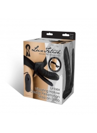 Полый страпон с двумя отростками и вибрацией Unisex Vibrating Hollow Strap-On Double Penetrating Dildo - 17,8 см. - Lux Fetish - купить с доставкой в Копейске
