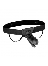 Полый страпон с двумя отростками и вибрацией Unisex Vibrating Hollow Strap-On Double Penetrating Dildo - 17,8 см. - Lux Fetish - купить с доставкой в Копейске
