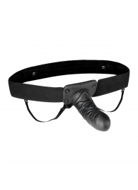 Чёрный полый страпон с вибрацией Unisex Vibrating Hollow Strap-On - 14 см. - Lux Fetish - купить с доставкой в Копейске