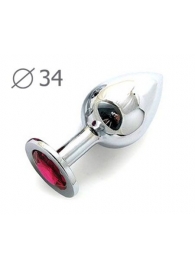 Коническая серебристая анальная втулка с малиновым кристаллом - 8,2 см. - Anal Jewelry Plug - купить с доставкой в Копейске