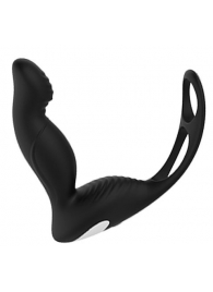 Черный вибромассажер простаты P-PLEASER W ERECTION ENHANCE - Dream Toys - в Копейске купить с доставкой