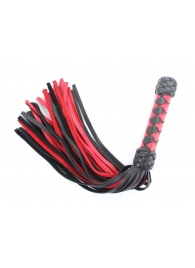 Черно-красная клеть с плетеной ручкой с ромбовидным узором - 45 см. - БДСМ Арсенал - купить с доставкой в Копейске