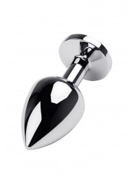 Серебристая коническая анальная пробка с красным кристаллом - 8 см. - ToyFa - купить с доставкой в Копейске