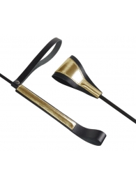 Черно-золотистый стек с хлопушкой из кожи - 62 см. - Sitabella - купить с доставкой в Копейске