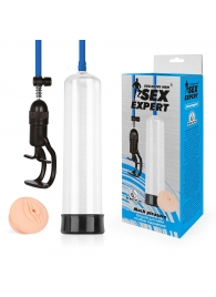Прозрачная вакуумная помпа Sex Expert с насадкой-вагиной - Sex Expert - в Копейске купить с доставкой
