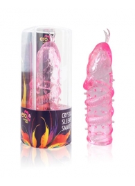 Закрытая рельефная насадка Crystal sleeve snakes в виде змеи с усиками - 14 см. - Erowoman-Eroman - в Копейске купить с доставкой