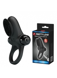 Черное эрекционное виброкольцо в клиторальной щеточкой Vibrant Penis Ring II - Baile - в Копейске купить с доставкой