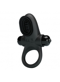 Черное эрекционное виброкольцо в клиторальной щеточкой Vibrant Penis Ring II - Baile - в Копейске купить с доставкой
