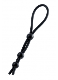 Черное лассо на пенис с тремя бусинами - A-toys - в Копейске купить с доставкой