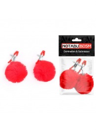 Зажимы для сосков с красным пушком - Notabu - купить с доставкой в Копейске