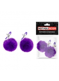 Зажимы для сосков с фиолетовым пушком - Notabu - купить с доставкой в Копейске