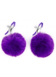 Зажимы для сосков с фиолетовым пушком - Notabu - купить с доставкой в Копейске