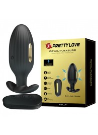 Черная анальная вибропробка с электростимуляцией и пультом ДУ Royal Pleasure - 9,2 см. - Baile - купить с доставкой в Копейске