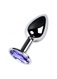 Серебристая конусовидная анальная пробка с фиолетовым кристаллом - 7 см. - ToyFa - купить с доставкой в Копейске