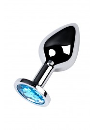 Серебристая конусовидная анальная пробка с голубым кристаллом - 8 см. - ToyFa - купить с доставкой в Копейске