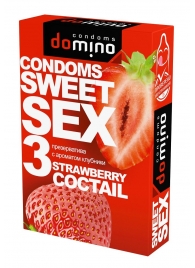 Презервативы для орального секса DOMINO Sweet Sex с ароматом клубничного коктейля  - 3 шт. - Domino - купить с доставкой в Копейске