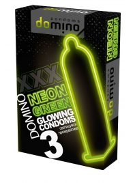 Презервативы DOMINO Neon Green со светящимся в темноте кончиком - 3 шт. - Domino - купить с доставкой в Копейске