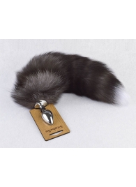 Серебристая анальная пробка с пушистым хвостиком - Sitabella - купить с доставкой в Копейске