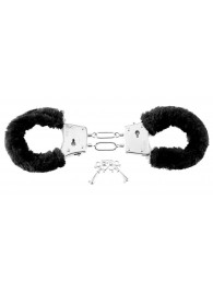 Меховые чёрные наручники Beginner s Furry Cuffs - Pipedream - купить с доставкой в Копейске