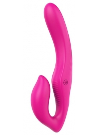 Ярко-розовый безремневой страпон REMOTE DOUBLE DIPPER - 22 см. - Dream Toys - купить с доставкой в Копейске