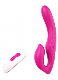 Ярко-розовый безремневой страпон REMOTE DOUBLE DIPPER - 22 см. - Dream Toys - купить с доставкой в Копейске
