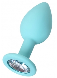 Мятная анальная пробка с прозрачным кристаллом Brilliant - 7 см. - ToyFa - купить с доставкой в Копейске