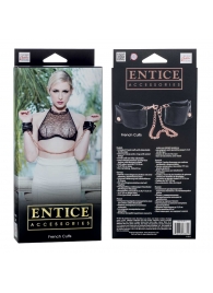 Черные мягкие наручники Entice French Cuffs с цепью - California Exotic Novelties - купить с доставкой в Копейске