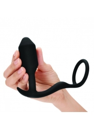 Черное эрекционное кольцо с анальным плагом Snug   Tug - b-Vibe - в Копейске купить с доставкой