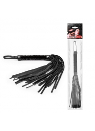 Черная гладкая плеть-флоггер с ручкой - 40 см. - Notabu - купить с доставкой в Копейске