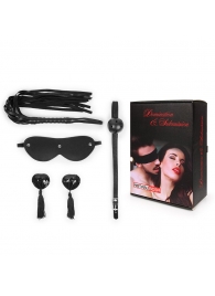 Эротический набор в черном цвете: маска, кляп, пэстисы, плётка - Notabu - купить с доставкой в Копейске