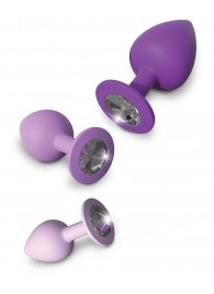 Набор из 3 фиолетовых анальных пробок со стразами Little Gems Trainer Set - Pipedream - купить с доставкой в Копейске