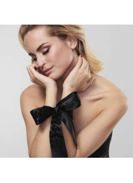 Черные ленты для связывания SILKY SENSUAL HANDCUFFS - Bijoux Indiscrets - купить с доставкой в Копейске