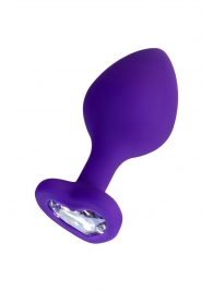 Фиолетовая анальная втулка Diamond Heart с прозрачным кристаллом - 8 см. - ToyFa - купить с доставкой в Копейске