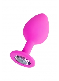 Розовая анальная втулка Brilliant с прозрачным кристаллом - 8 см. - ToyFa - купить с доставкой в Копейске