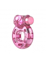 Розовое эрекционное кольцо с вибрацией Pink Bear - Baile - в Копейске купить с доставкой