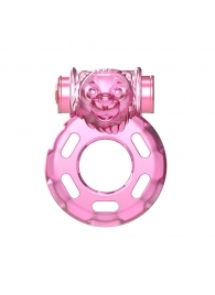 Розовое эрекционное кольцо с вибрацией Pink Bear - Baile - в Копейске купить с доставкой