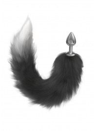 Серебристая анальная пробка с черным хвостом Galaxy - Lola Games - купить с доставкой в Копейске