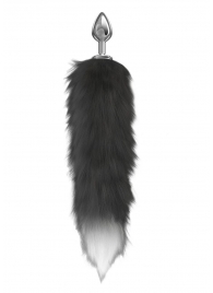 Серебристая анальная пробка с черным хвостом Starlit - Lola Games - купить с доставкой в Копейске