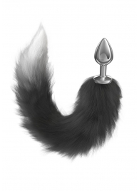 Серебристая анальная пробка с черным хвостом Starlit - Lola Games - купить с доставкой в Копейске
